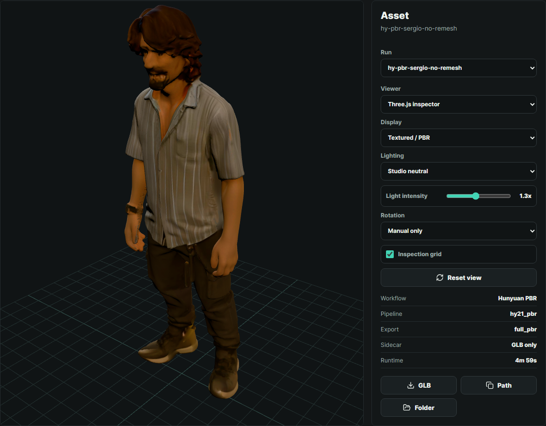 A retained people test after a texture pass, viewed in the app.