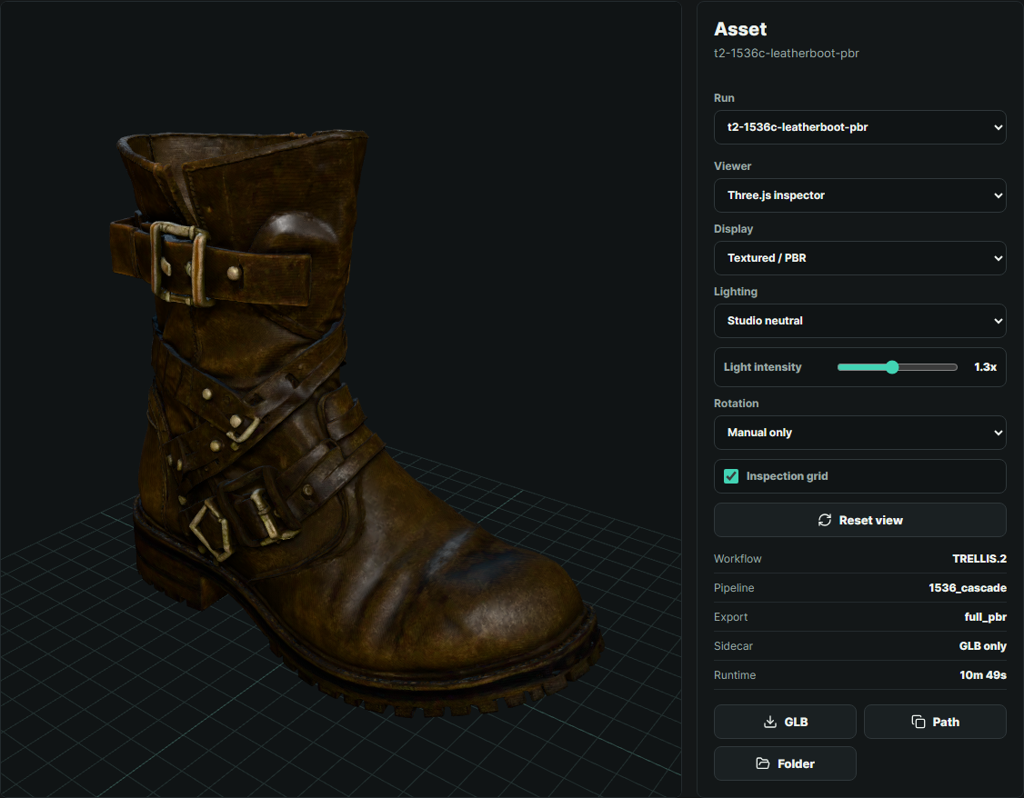 Leather boot: a generated test with straps, buckles and a worn leather appearance.