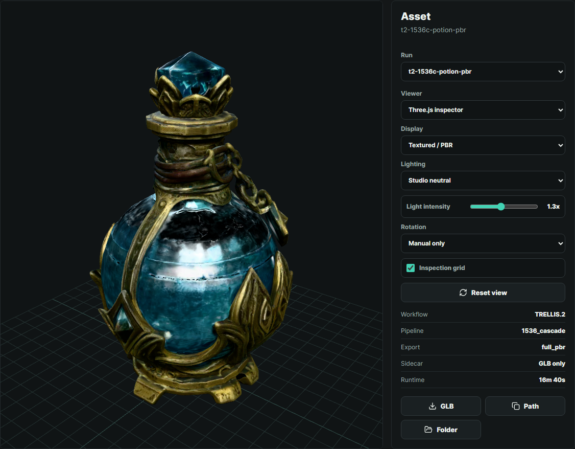 Potion: a generated fantasy prop with decorative metalwork and a glass-like appearance.