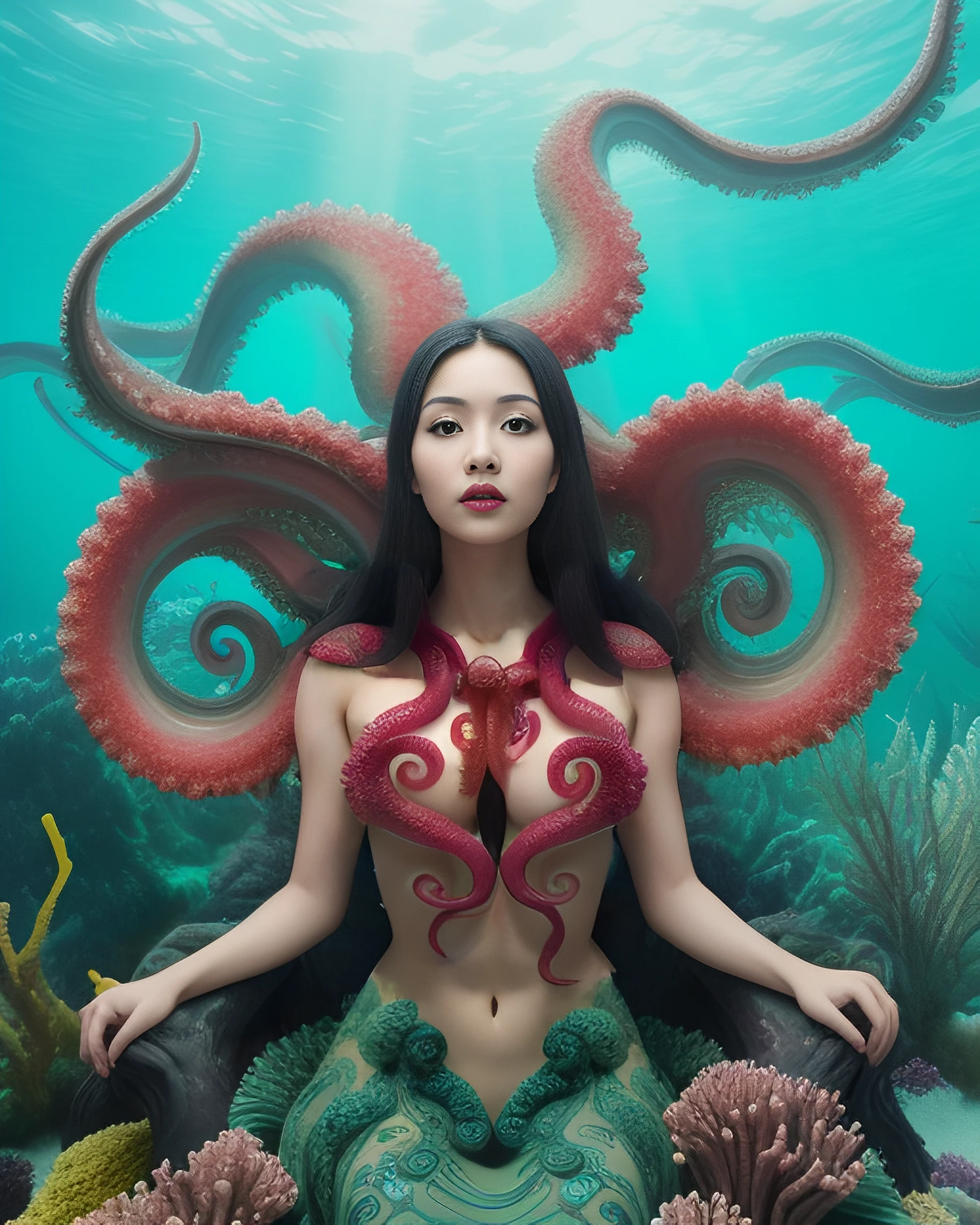 Abyssal Elegance: 2023 AI reinterpretation by me, based on @art_valen’s original drawing.