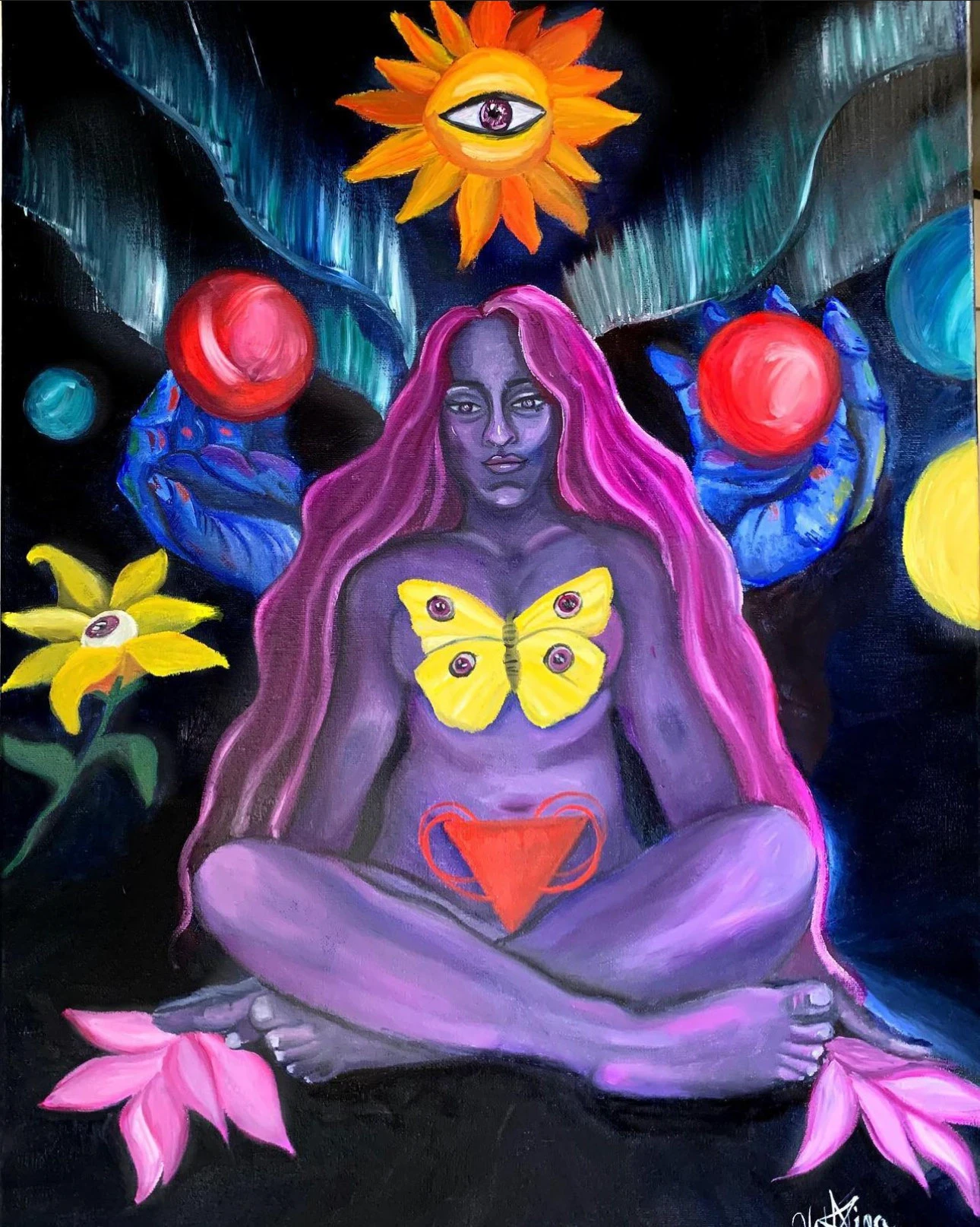 Cosmic Bloom: Original drawing by @art_valen.