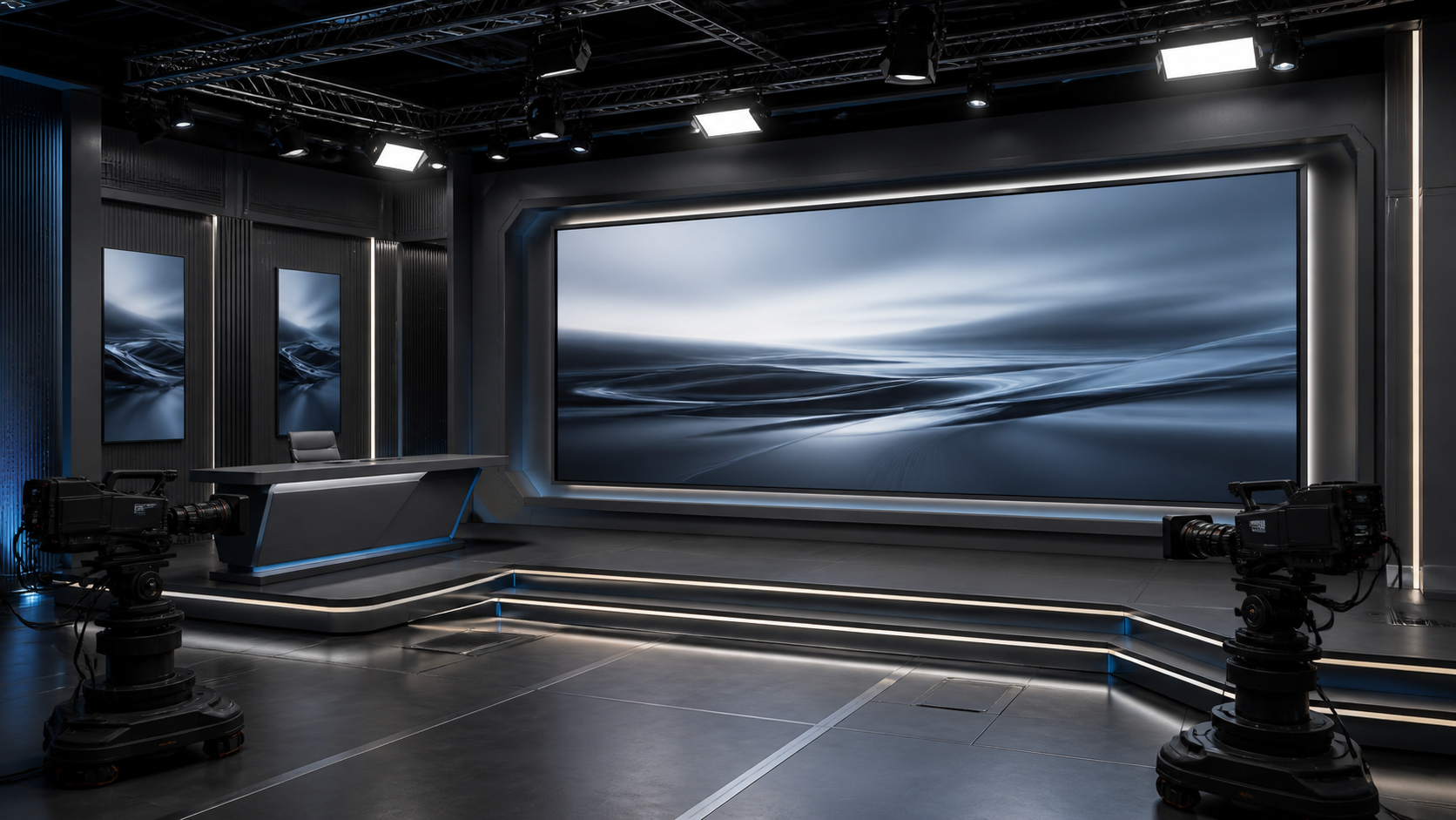 Virtual Sets concept: a compact set with robotic cameras.