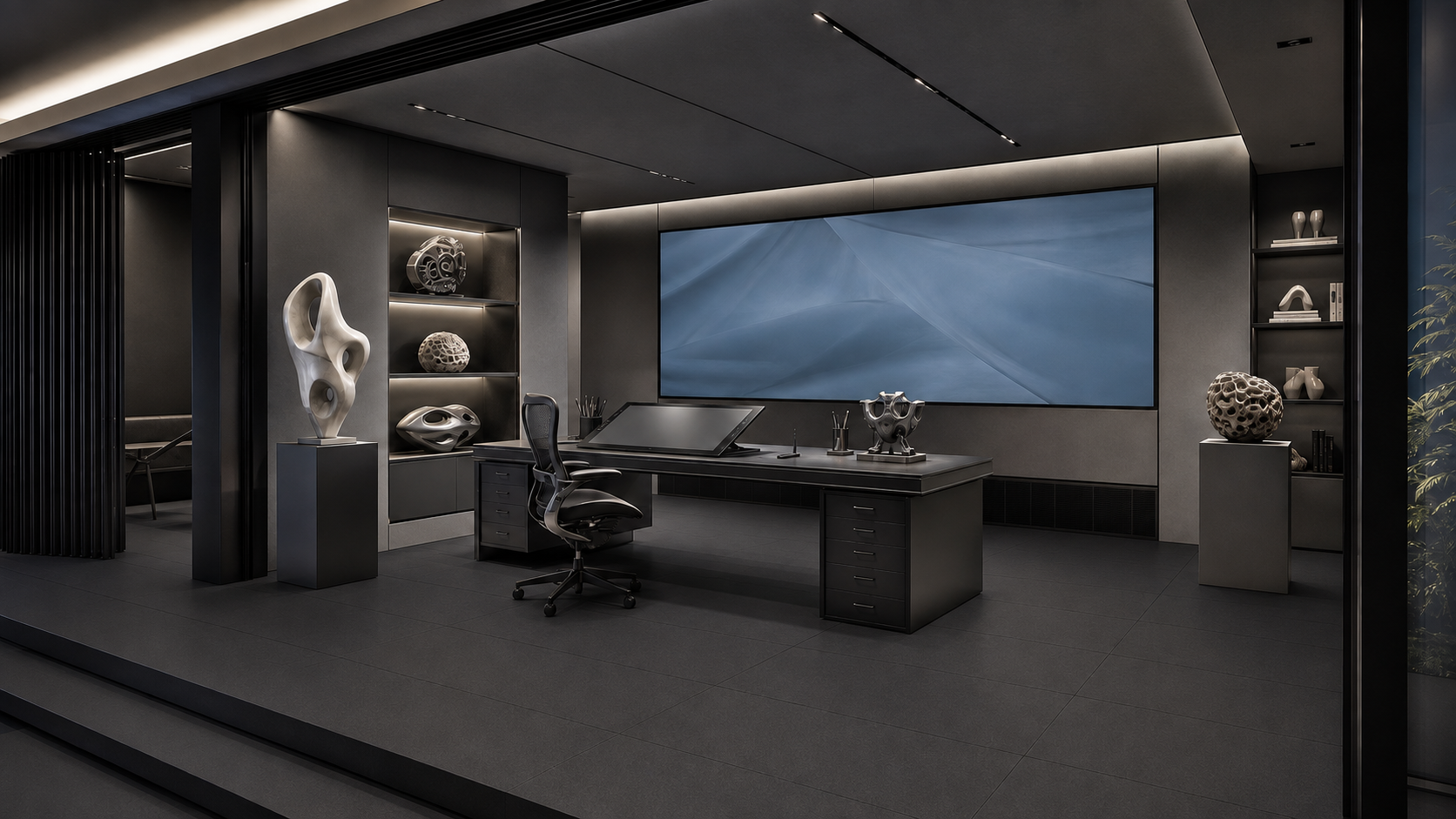 3D Studio concept: an artist workstation. This early study also explored sculptures.
