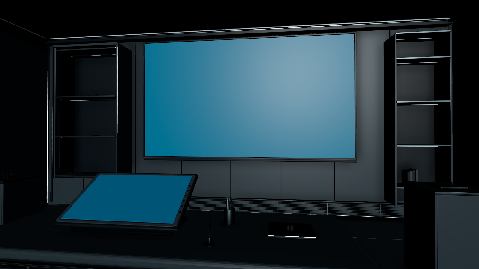 3D Studio development in Maya, showing the workstation and display.