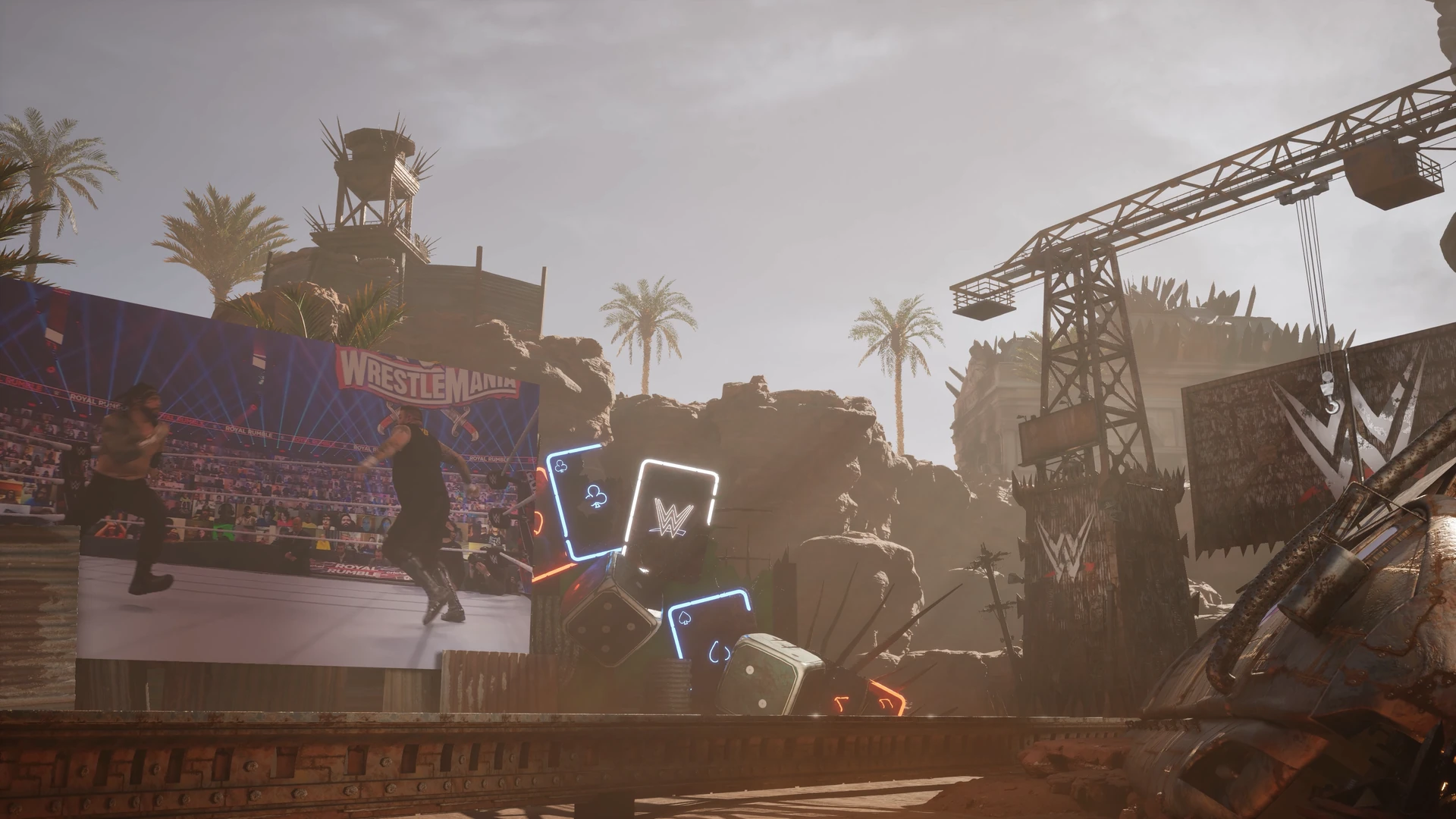 A wider view of the display, casino elements and surrounding structures.