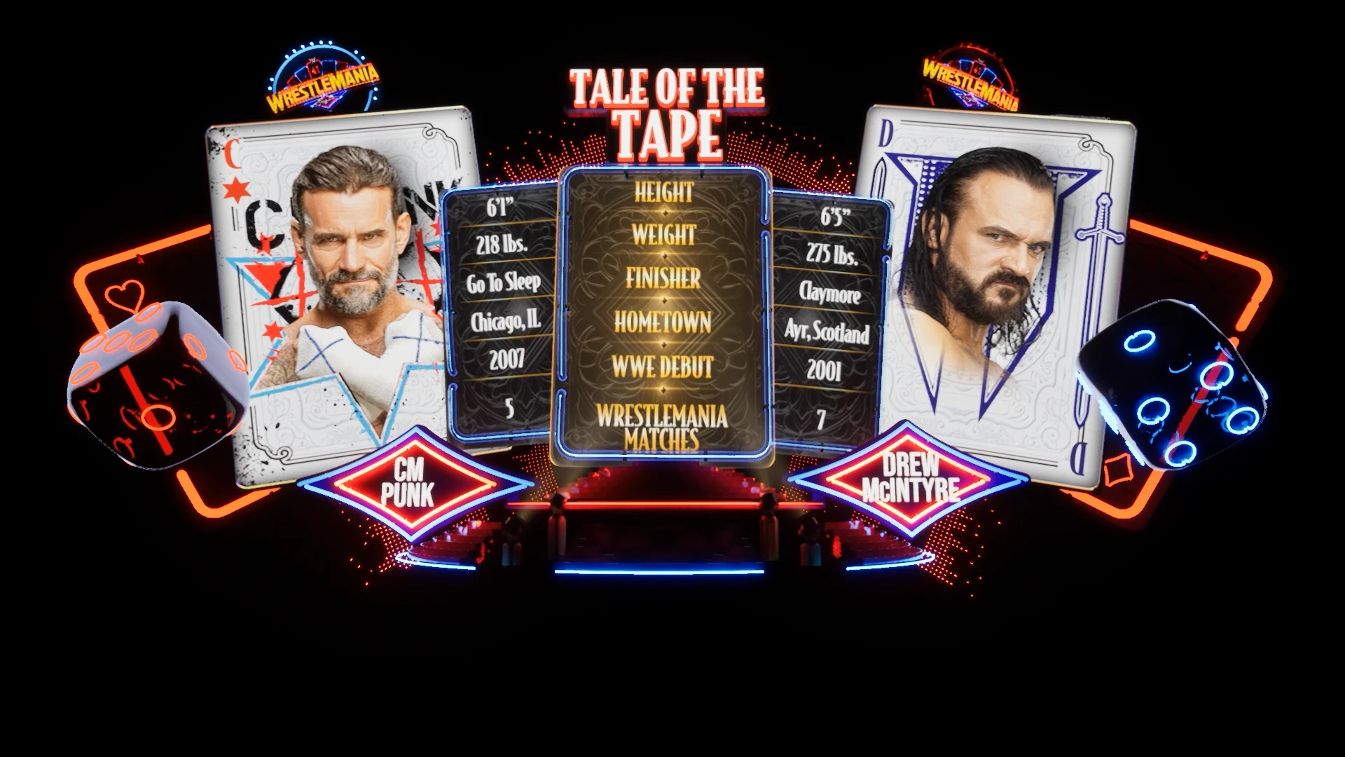My Tale of the Tape composition, placing the statistics between the two portrait cards.